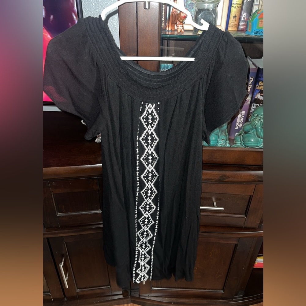 Black Embroidered Women's Dress